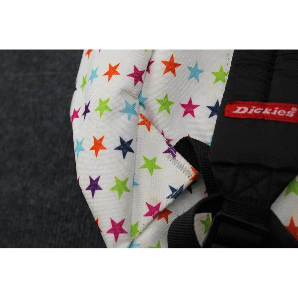 Dickies Star Print Backpack White Multicolor Canvas School Bag Y2K Retro